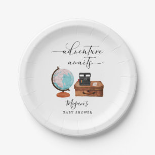 Adventure Awaits Travel Baby Shower Paper Plates