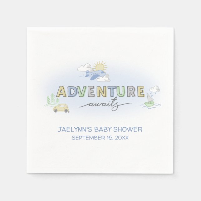 Adventure Awaits Travel - Personalized Napkins (Front)