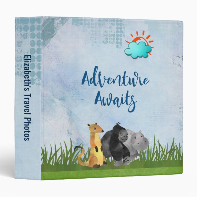 Adventure Awaits - Travel Photo Album 3 Ring Binder (Front/Spine)