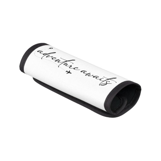 Adventure Awaits Travel Theme Bridal Shower White Luggage Handle Wrap (Angled)