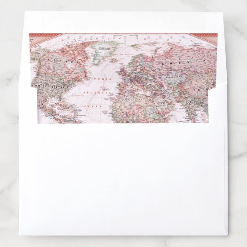 Adventure Awaits Travel Word Map Pink Envelope Liner