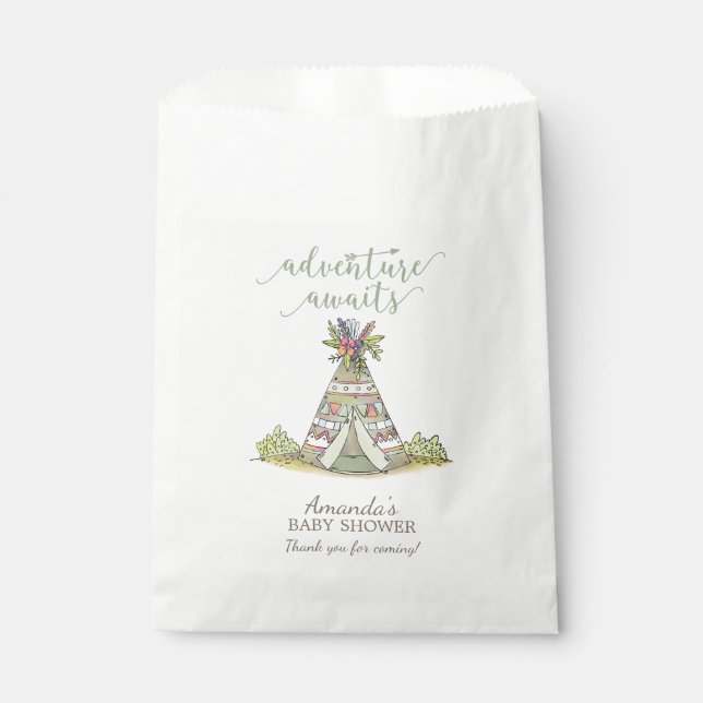 Adventure Awaits Tribal  Baby Shower Favor Bags (Front)