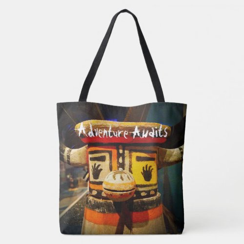 Adventure Awaits Typography Kachina Doll Photo Tote Bag