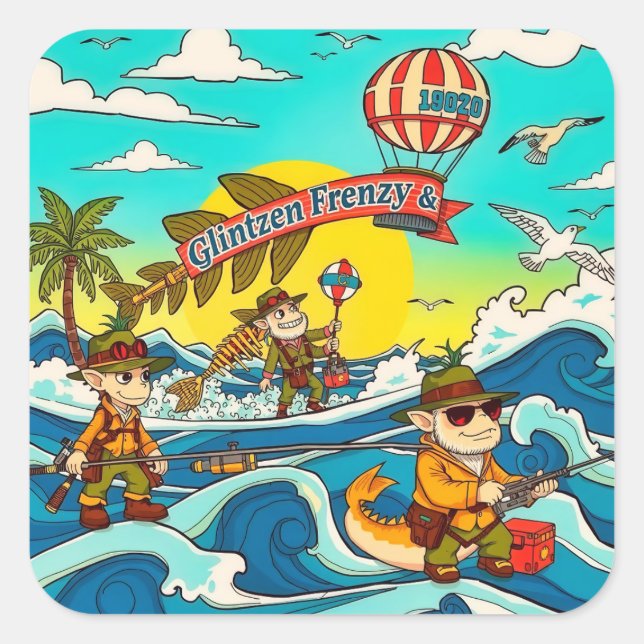  Adventure Awaits Under the Waves! Square Sticker (Front)