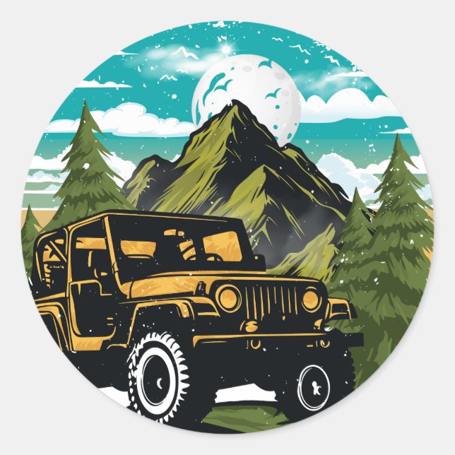 Adventure awaits vacation mode classic round sticker (Front)