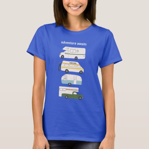 Adventure awaits Vintage campervan vanlife RV T_Shirt