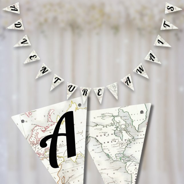 Adventure Awaits Vintage Map Travel Baby Shower Bunting Flags (Adventure Awaits Vintage Map Travel Baby Shower Bunting Flags
)