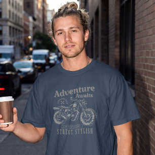 Adventure Awaits – Vintage Motorcycle Street Style T-Shirt