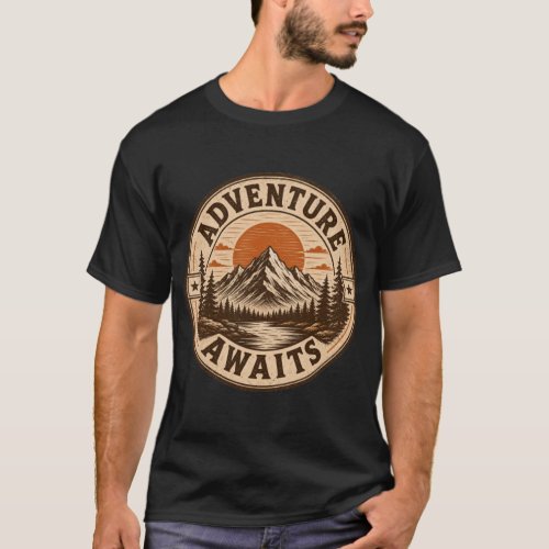 Adventure Awaits Vintage Mountain Badge T-Shirt