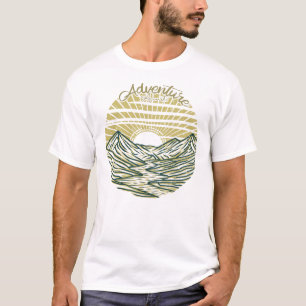 Adventure awaits Vintage mountain with lake beach T-Shirt