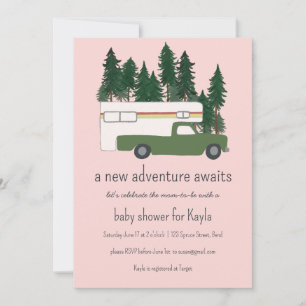 Adventure Awaits Vintage Truck Camper BABY SHOWER Invitation