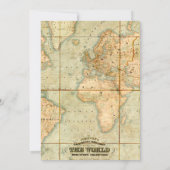 Adventure Awaits Vintage World Map Roses Invitation (Back)