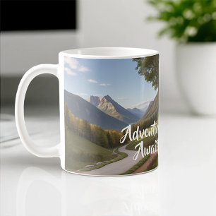 Adventure Awaits Wanderlust Travel Mountain Custom Coffee Mug
