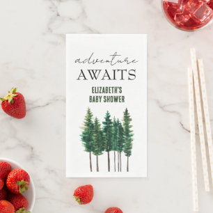 Adventure Awaits Watercolor Rustic Pine Trees Paper Guest Towels