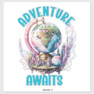 Adventure Awaits Watercolor Travel Sticker