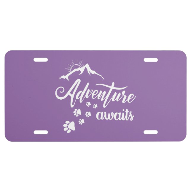 Adventure Awaits while Traveling with Your Dog    License Plate (Front)