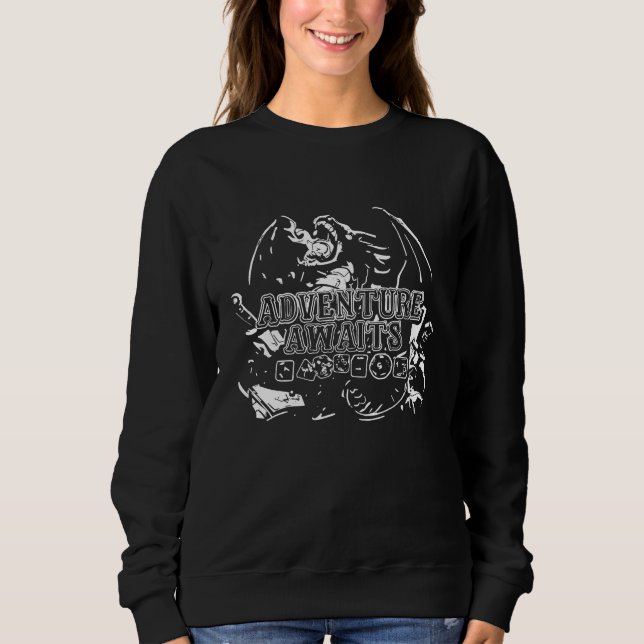 Adventure awaits white lineart sweatshirt (Front)