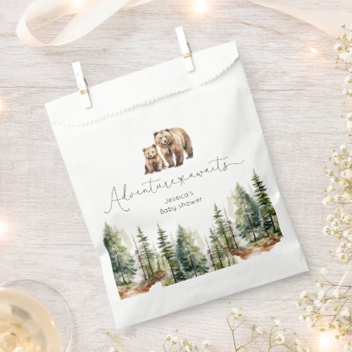 Adventure awaits wild forest bear baby shower favor bag