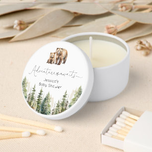 Adventure awaits wild forest bear baby shower mini candle favors