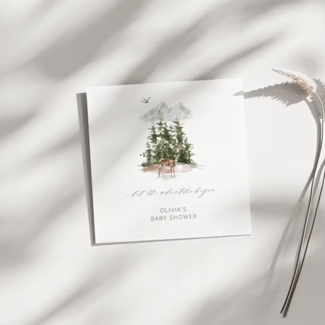 Adventure Awaits Wild Forest Dear Baby Shower Napkins (Creator Uploaded)