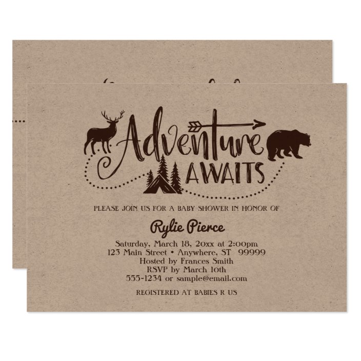 camping themed baby shower invitations