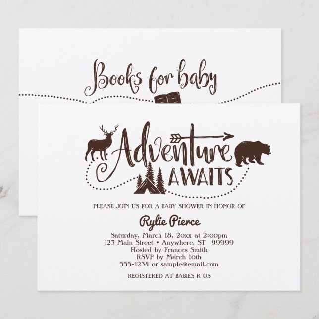Adventure Awaits Wilderness Baby Shower Invitation (Front/Back)