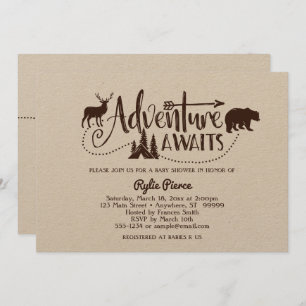 Adventure Awaits Wilderness Baby Shower Invitation