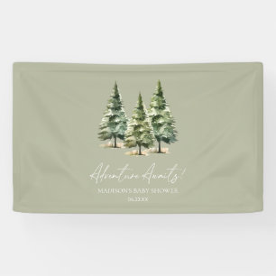 Adventure Awaits! Winter Pine Trees Baby Shower Banner