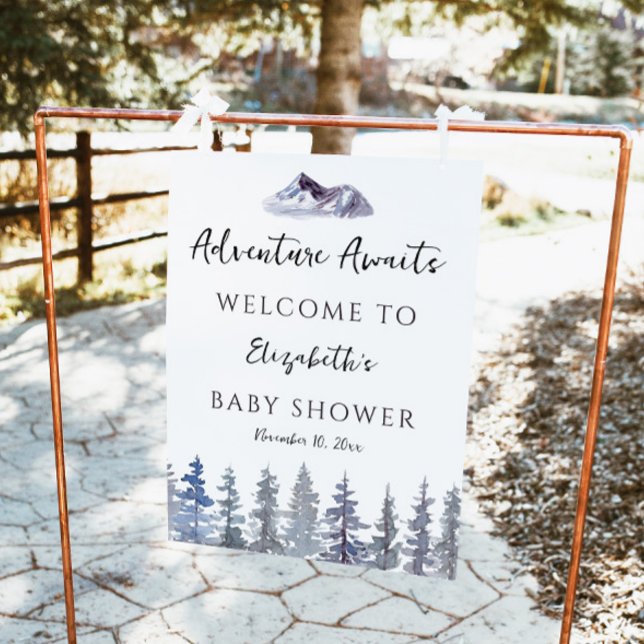 Adventure Awaits Winter Trees Baby Shower Welcome Photo Print (Creator Uploaded)