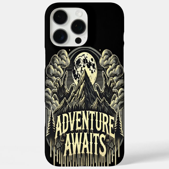 Adventure Awaits With Mountains and a Full Moon Case-Mate iPhone Case (Back)
