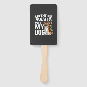 Adventure Awaits With My Dog Hiking Hand Fan