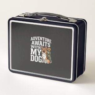Adventure Awaits With My Dog Hiking Metal Lunch Box