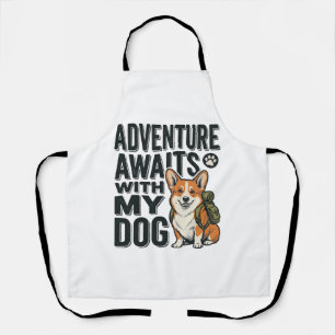 Adventure Awaits With My Dog Vintage Hiking Design Apron