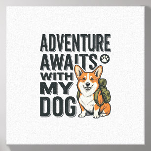 Adventure Awaits With My Dog Vintage Hiking Design Canvas Photo Tile