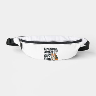 Adventure Awaits With My Dog Vintage Hiking Design Fanny Pack