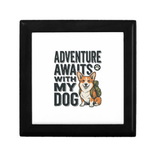 Adventure Awaits With My Dog Vintage Hiking Design Gift Box