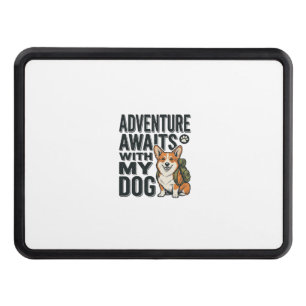 Adventure Awaits With My Dog Vintage Hiking Design Hitch Cover