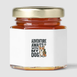Adventure Awaits With My Dog Vintage Hiking Design Honey Jar Favors