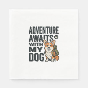 Adventure Awaits With My Dog Vintage Hiking Design Napkins