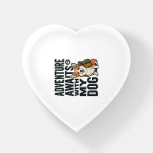 Adventure Awaits With My Dog Vintage Hiking Design Paperweight