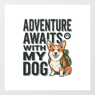 Adventure Awaits With My Dog Vintage Hiking Design Window Cling