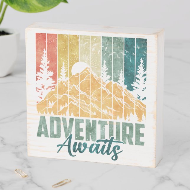 "Adventure Awaits" Wooden Box Sign (In Situ Horizontal)