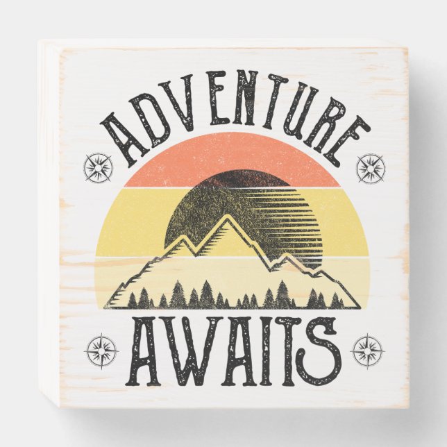 Adventure Awaits Wooden Box Sign (Front Horizontal)