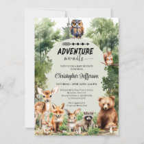 Adventure Awaits woodland animal Baby Shower Invitation