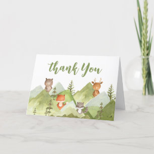 Adventure Awaits Woodland Animals Baby Shower Letterpress Thank You Card