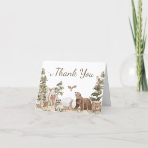 Adventure Awaits Woodland Animals Baby Shower Letterpress Thank You Card