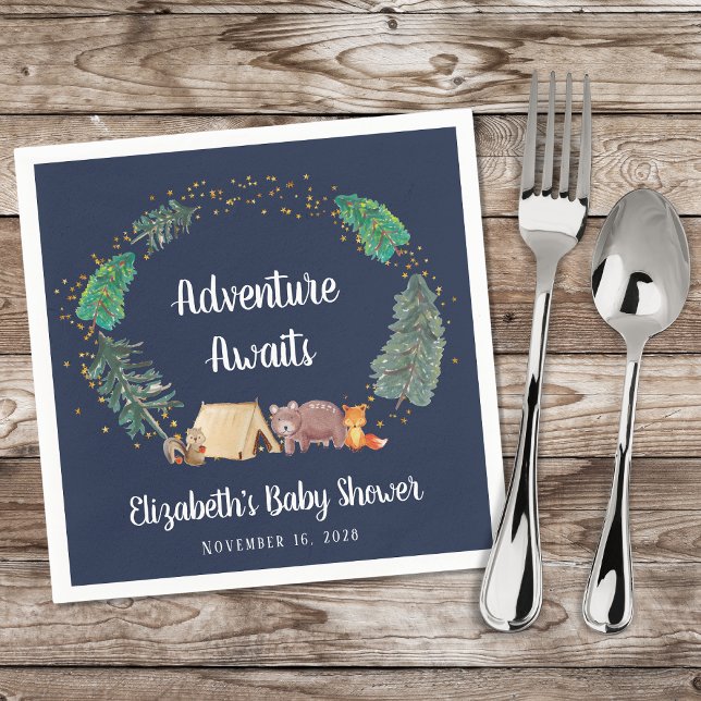 Adventure Awaits Woodland Animals Baby Shower Napkins (Creator Uploaded)