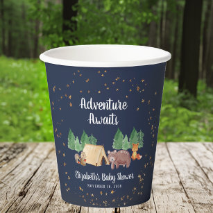 Adventure Awaits Woodland Animals Baby Shower Paper Cups