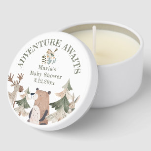 Adventure awaits Woodland animals Boho Baby shower Mini Candle Favors