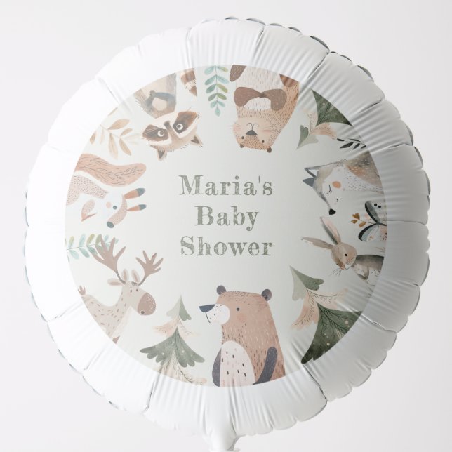 Adventure awaits Woodland animals Cute Baby shower Balloon (Front)